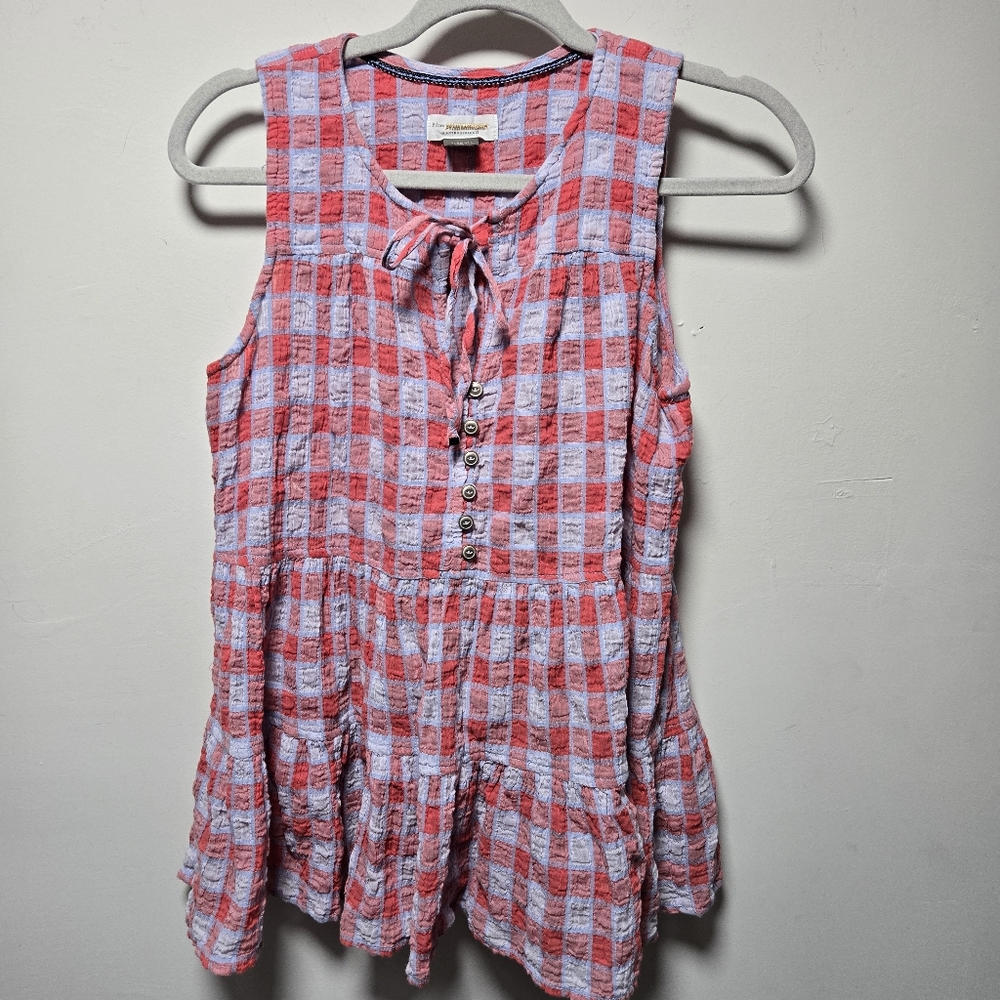 Pilcro and the Letterpress Never Tiered Gingham Plaid Tank Size X-Small Anthro
